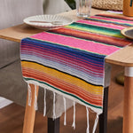 nappe mexicain rayées franges colorées maison carnaval festive 35x210cm polyester coton