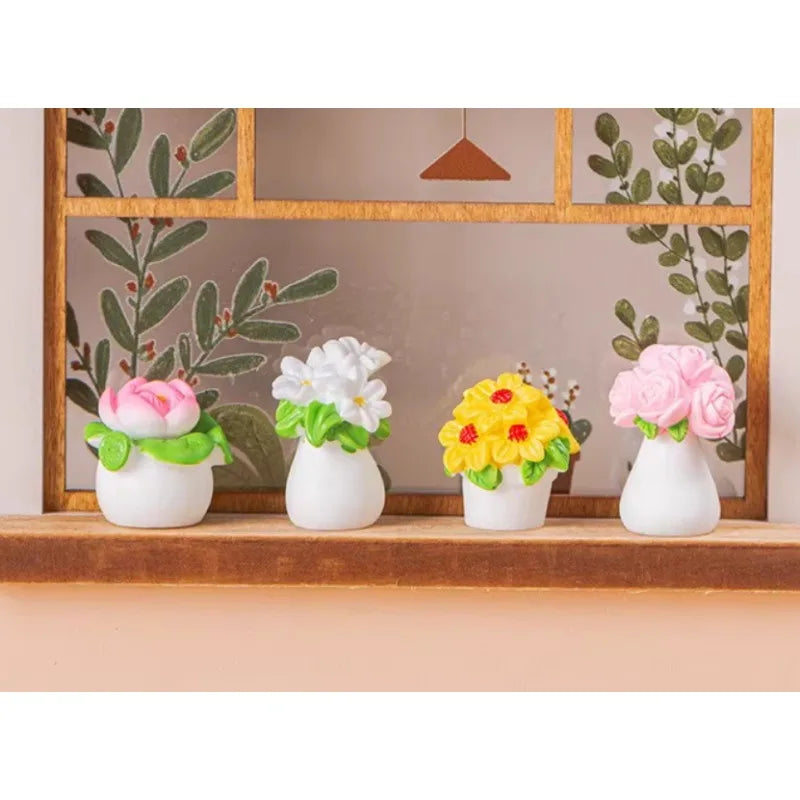 bouquet fleurs artificielles miniature décoratives feuilles fleurs diverses couleurs opaques décoration intérieure festive