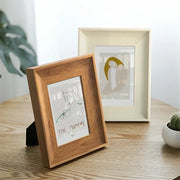 cadre photo plexiglas bois vieilli marron clair moderne minimaliste rustique support triangulaire transparent