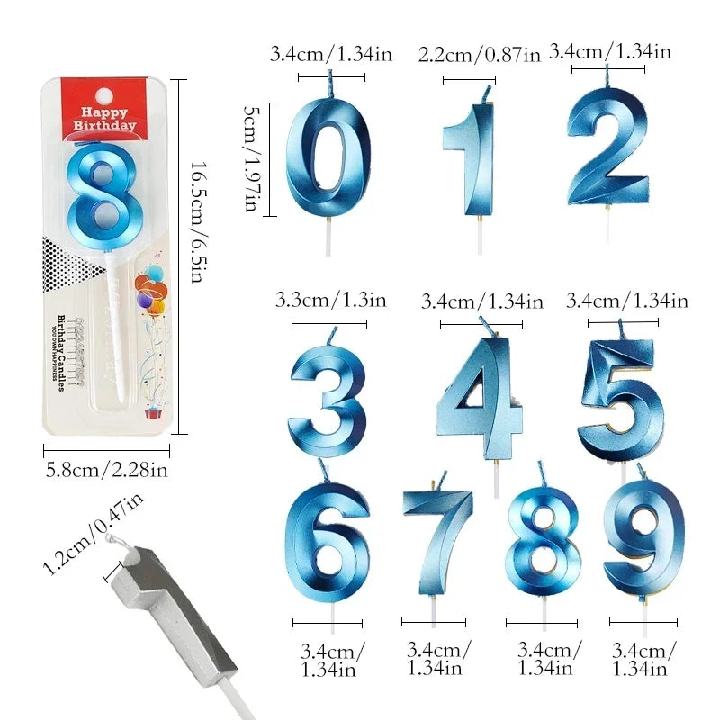 bougies chiffres bleu moderne mariage anniversaire décoration fête enfants baptême noël