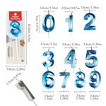 bougies chiffres bleu moderne mariage anniversaire décoration fête enfants baptême noël