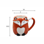 tasse céramique porcelaine renard dessin animé orange blanc noir poignée respectueux environnement