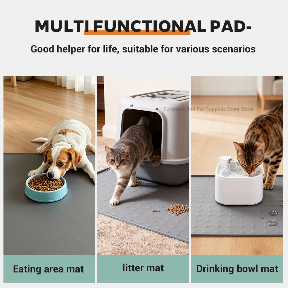 tapis animaux compagnie silicone anti déversement facile nettoyage pliable gris noir modernes