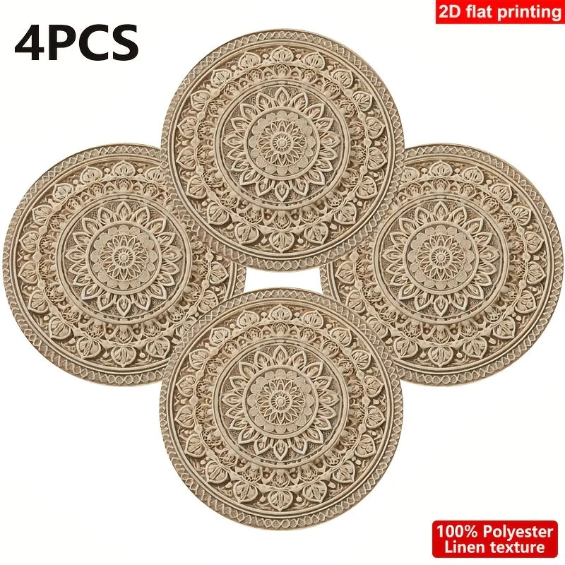 placemats lin motif floral classique beige clair table manger 4pcs 6pcs 9pcs lavables main