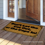 tapis d'entrée antidérapant marron chats noirs humour extérieur sol résistant bactéries