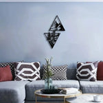 décoration murale métal paysage montagneux cascade forêt moderne minimaliste nature triangles imbriqués