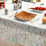 nappe rectangulaire moderne fleurs printemps polypropylene reutilisable blanc rose verte grise table