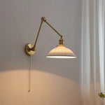 lampe murale moderne or blanc plissée cordon commande 29cm 16cm 24cm 14cm 30cm 17cm