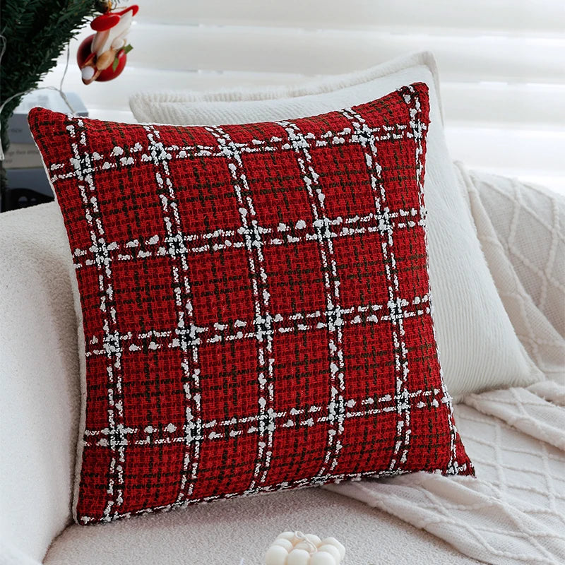 coussin carré rouge motif géométrique moderne 45x45cm décoration intérieure sofa voitureversible machine wash hand