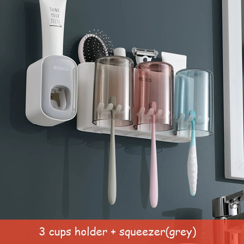organisateur salle bain blanc gris moderne transparent brosse dents pot dentifrice brosse cheveux rasoir