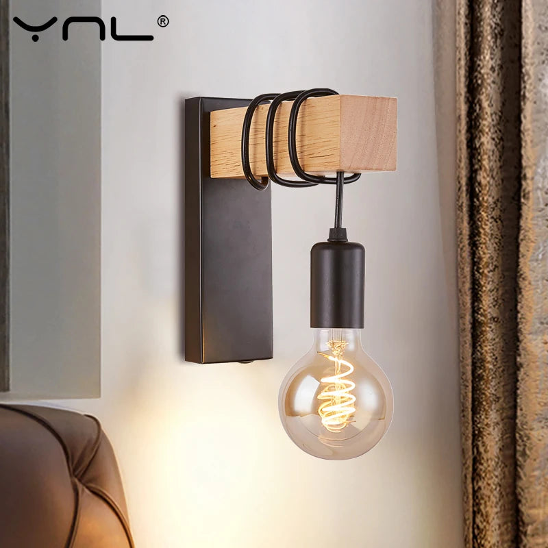 lampe murale industrielle moderne bois naturel noir verre opalin éclairage cuisine chambre coucher