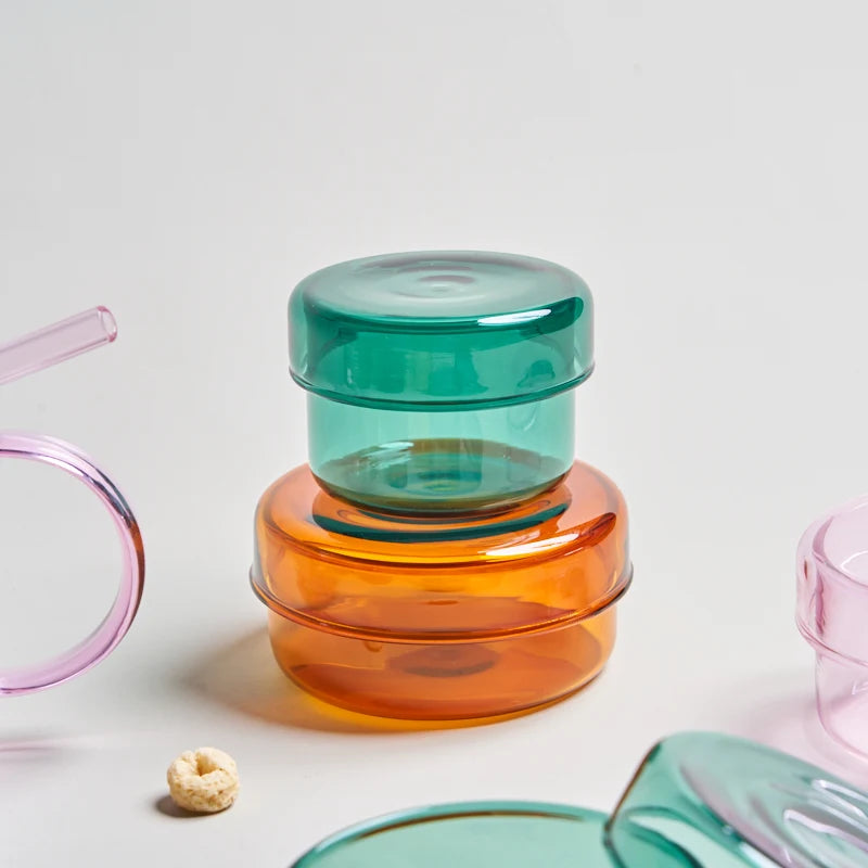 boîtes bijoux verre transparentes modernes différentes couleurs anneaux boucles d'oreilles.storage container with lid