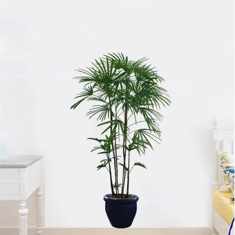 plantes artificielles vertes feuilles fines moderne adhésif pot noir décoration murale chambre salon entrée