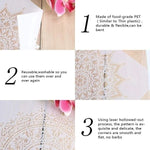 Stencil mandala zodiaque motifs floraux geometriques blanc artisanal laser cut 30cm 30cm