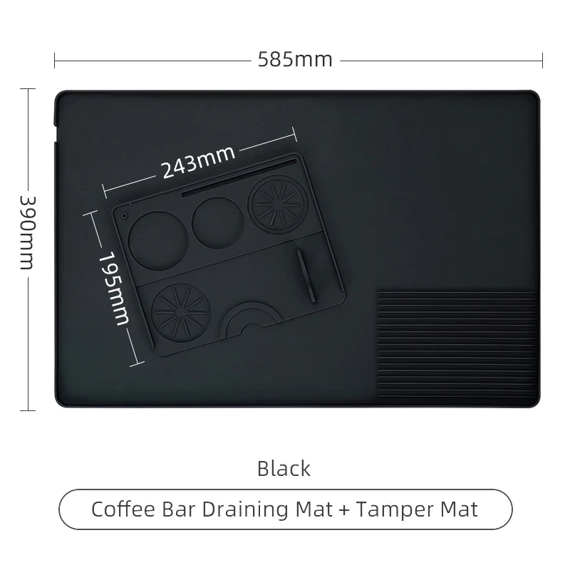 tapis rangement outils gris noir anti dérapant silicone brosse tamper distributeur portafiltre art latte