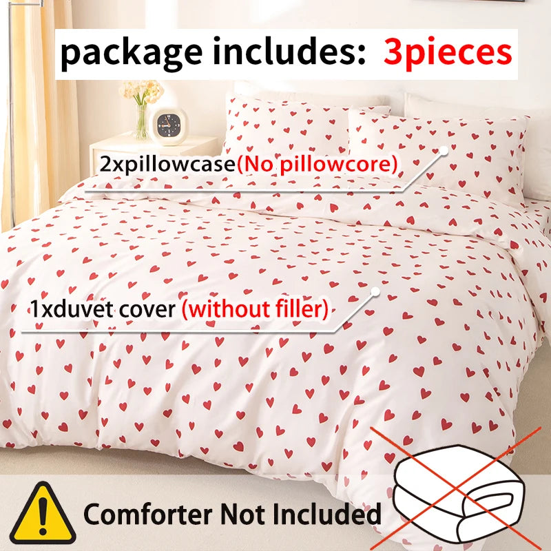 ensemble literie moderne coeurs rouges imprimés blanc 135x200cm 150x200cm polyester doux