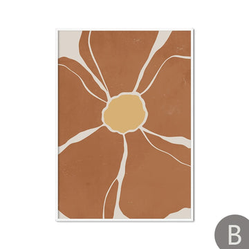 tableau toile art fleurs blanches motifs abstraits minimalistes décoration salon moderne cadre bois