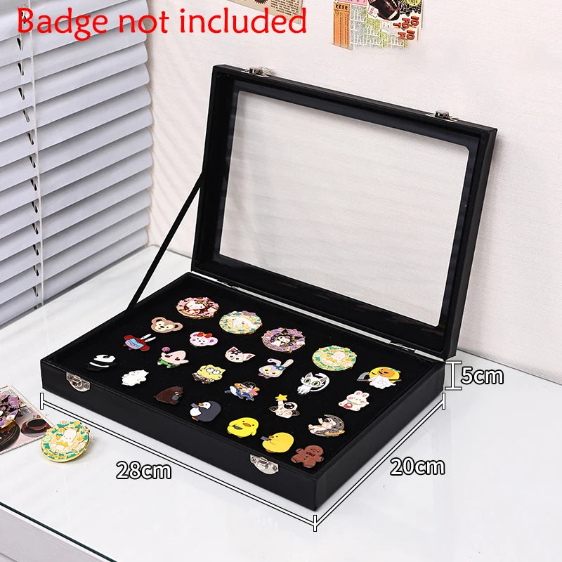 présentoir porte badges acrylique réutilisable contemporain bois marron noir clips badges