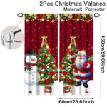 rideau noël rouge blanc santa clause arbre neige flocons guirlandes lumineuses anneaux métalliques polyester