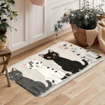 tapis sol moderne chats motifs gris noir blanc antidérapant polyester doux adhésifintérieurextérieur