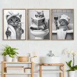 affiche moderne toile imprimée chats humoristiques salle bains toilettes décoration mur sans cadre
