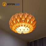 suspension lumineuse bois marron clair feuilles ouvertes moderne organique
