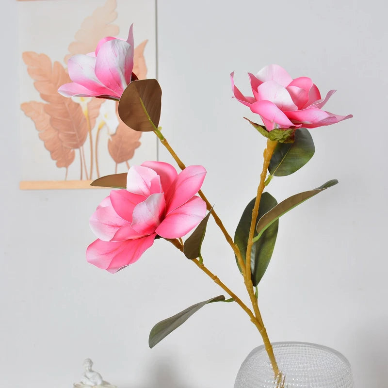 décoration intérieure bouquet magnolia blanc rose violet naturel moderne 80cm