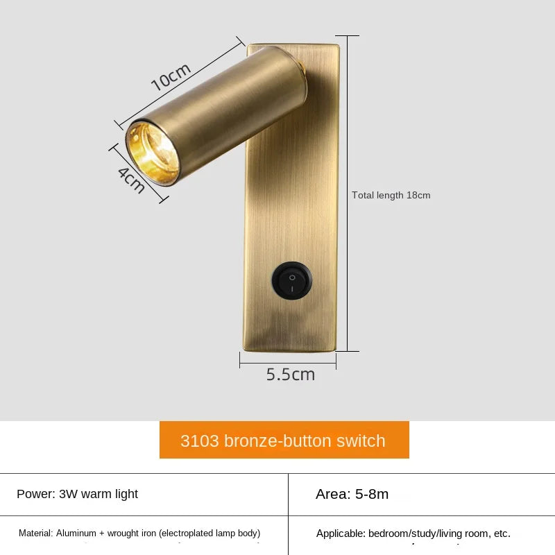 lampe murale moderne port usb noir blanc bronze fixée mur
