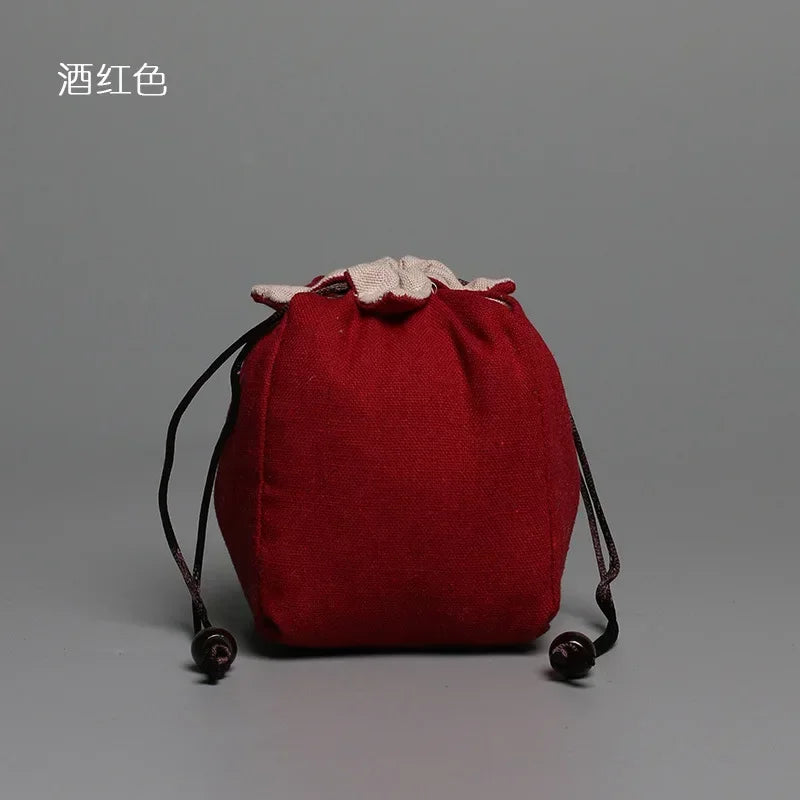 sac thé coton réutilisable bleu gris vert marron beige rouge rose noir imprimé chinois