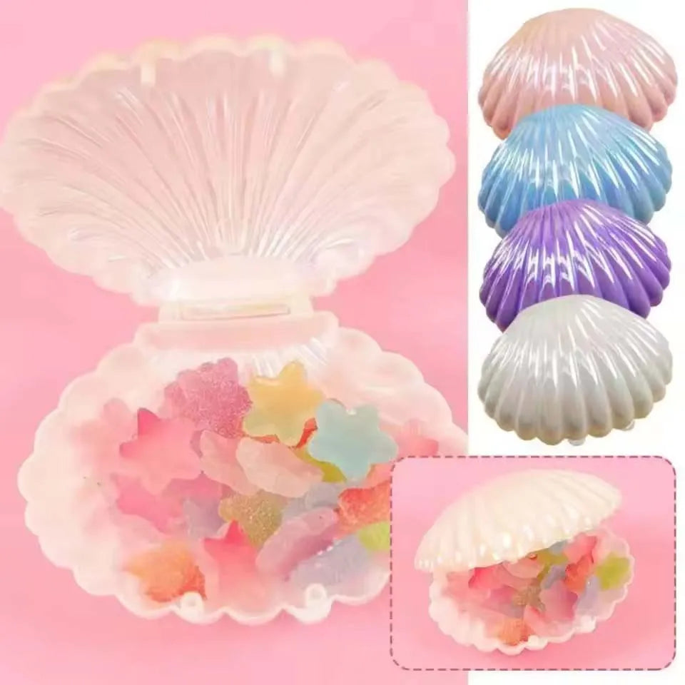 coquillages colorés plastique rose blanc violet rayures verticales modernes boîtes bonbons 10 pièces festives
