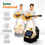 statue elvis presley guitare résine lumière solaire décoration extérieure égyptienne paillettes base rocheuse éléments