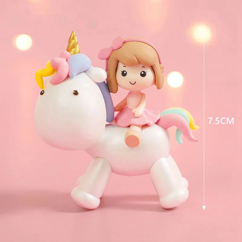 décoration gâteau anniversaire arc ciel étoiles nuages figurines licorne fille étoiles dorées ballons
