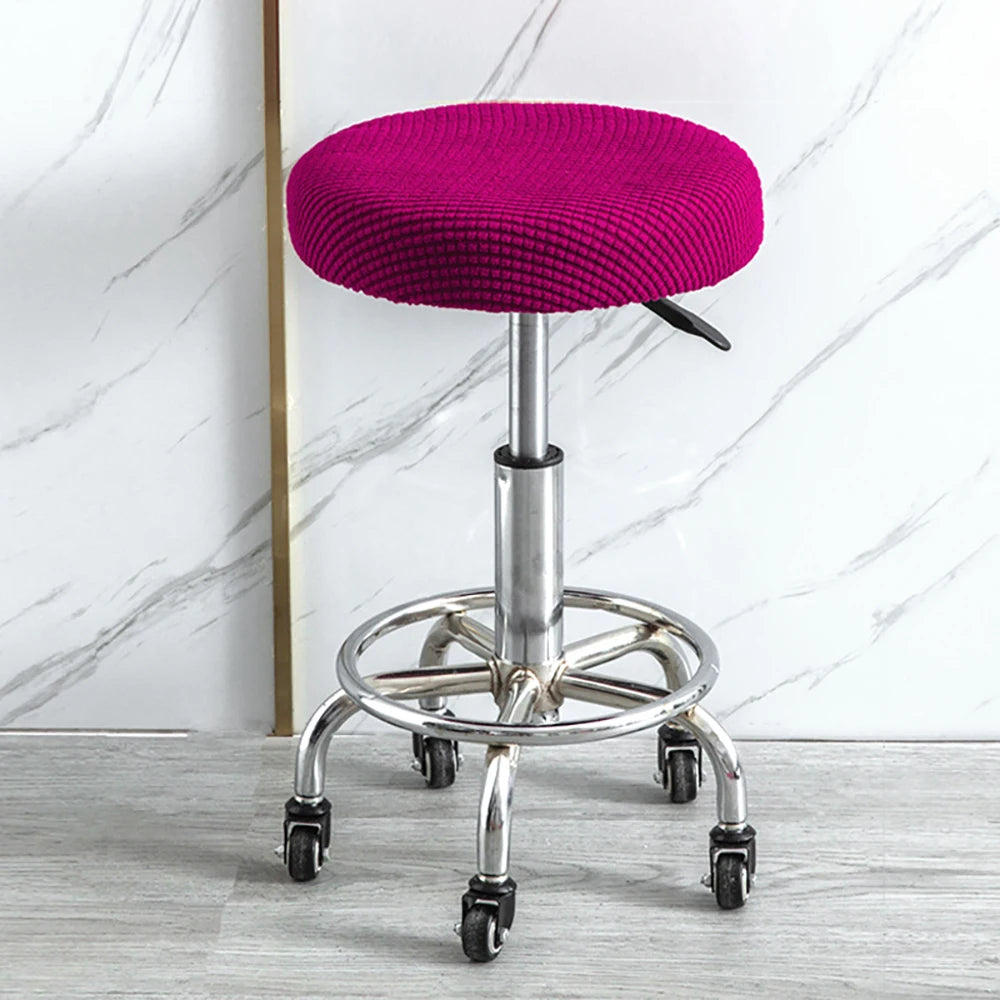 housse coussin tabouret rond velours beige moderne fixation protection siège fauteuil salon