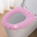 couvre siège toilette gris doux rayures élastique intégré motifs décoratifs écologique salle bain