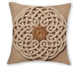 housse coussin brodée épis blé nœud celtique boho farmhouse beige rustique machine