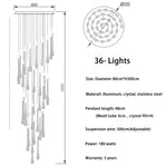 suspension lumineuse or gouttelettes contemporaine 18 lumières spiral transparent élégante