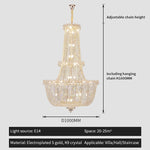 lustre cristal doré transparent classique chaîne ajustable ampoules e14 moderne chambre salon