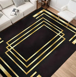 tapis moderne géométrique noir lignes or salon chambre extérieur 160cm 120cm polyester polypropylène aubusson
