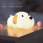 lampe table silicone chien led blanc orange noir moderne tactile couleur enfants