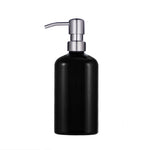 bouteilles shampooing après shampoing gel douche rechargeables transparentes marron noir blanches modernes pompes pression