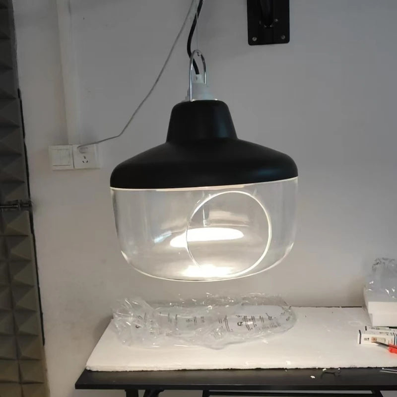 suspension lumineuse moderne transparente oiseau figurines robot vert gris noir rouge
