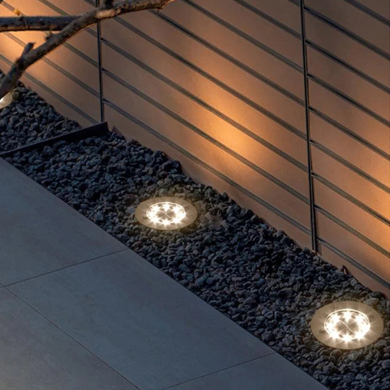 lampe solaire moderne argentée lumière blanche extérieure étanche patio jardin passerelle