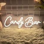 enseigne lumineuse néon Candy Bar blanc décoration chambre enfants mur opaque moderne
