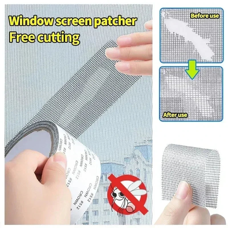ruban adhésif réparation moustiquaire noir gris blanc 5cm 2m utilitaire anti insectes fenêtres portes