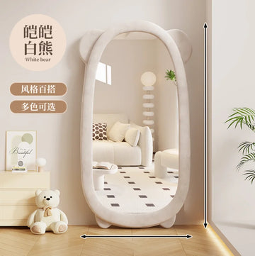 miroir ovale contemporain ours velours beige rose blanc chambre enfant simple moderne