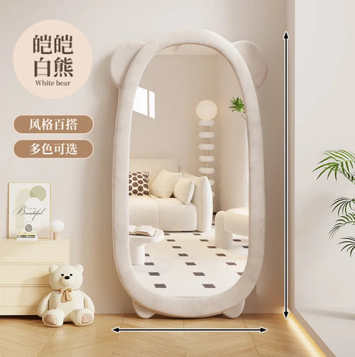 miroir ovale contemporain ours velours beige rose blanc chambre enfant simple moderne