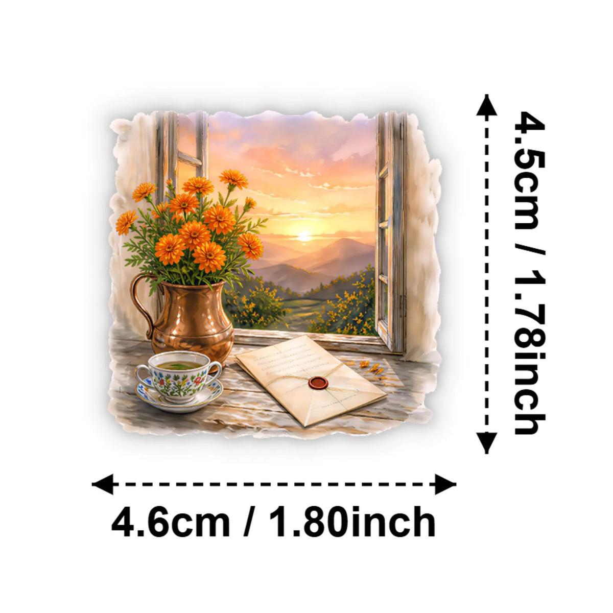sticker floral paysage saisonnel aquarelle rustique adhésif opaque carnet téléphone portable vintage