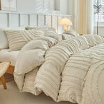 couvre lit moderne beige clair rayures horizontales franges zipper 200x200cm 220x240cm polyester doux