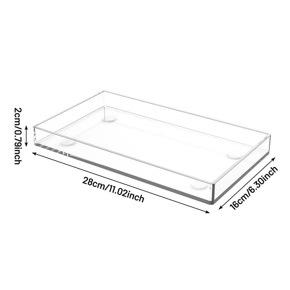 plateau acrylique transparent moderne rectangle rangement cuisine décoration maison fruits organizer vanity