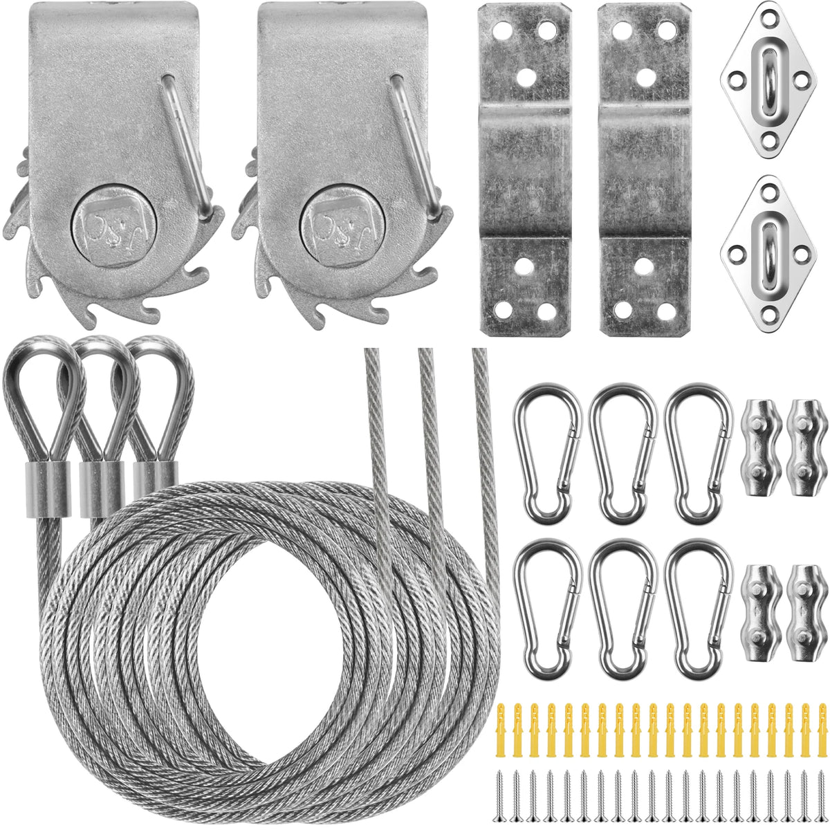 corde ressort argentée lisse industrielle fixations clous expansibles inoxydables jardin plantation abri